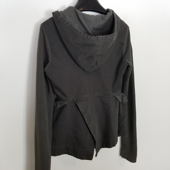 Prairie Underground Zip Front Hoodie Jacket Asymmetrical Ruffle Sz S Graphite - Picture 9 of 11
